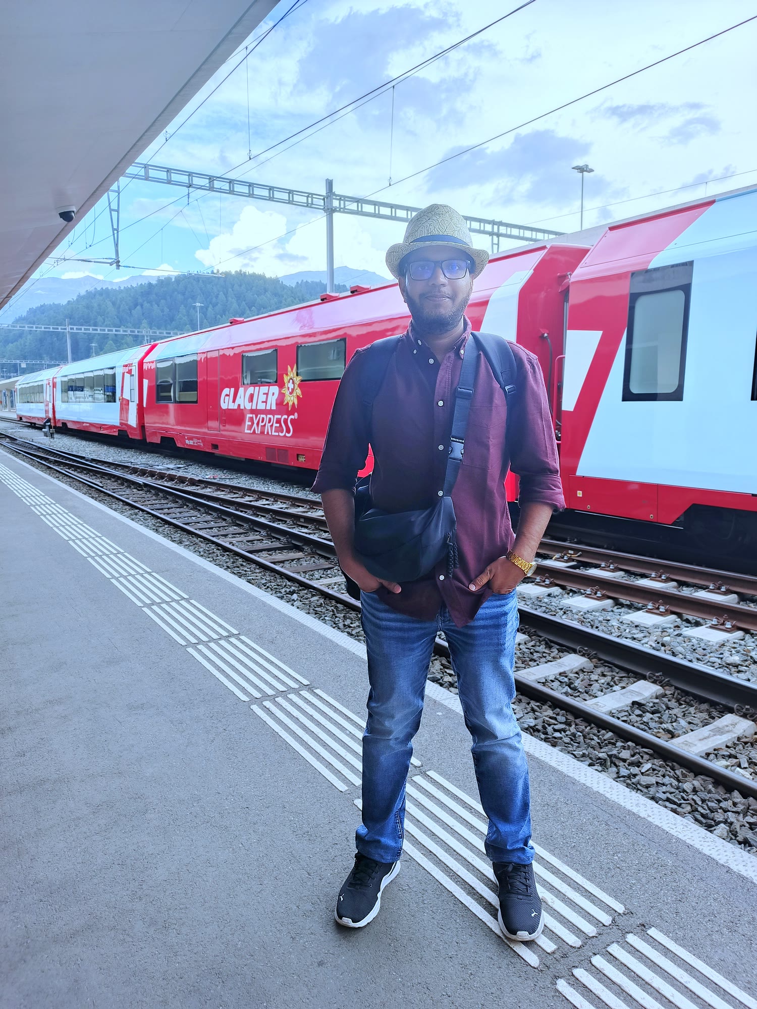 The Glacier Express climbs — Swiss Alps